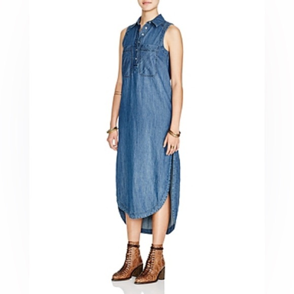 FREE PEOPLE Cecelia Chambray Tie Waist Maxi Dress - Picture 3 of 15